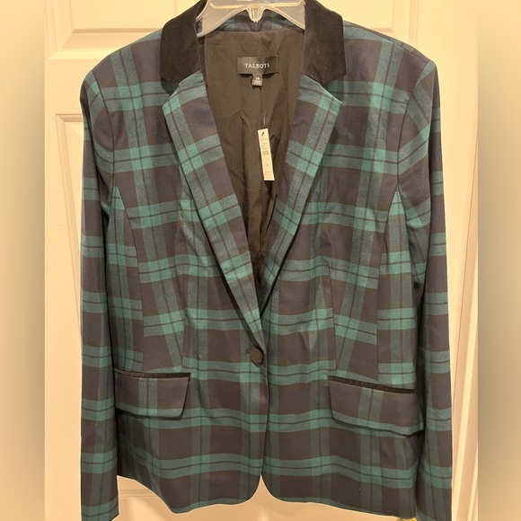 NWT Talbots plaid jacket with velvet trim - Picture 1 of 10
